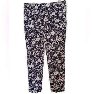 TALBOTS Chatham Ankle Pants Navy Floral Size 12